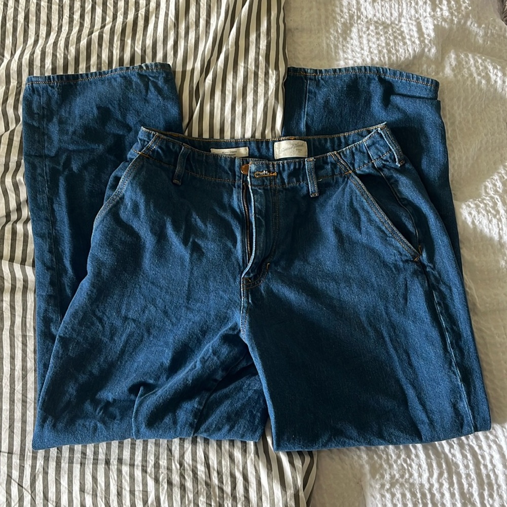 Relaxed hi rise straight jeans